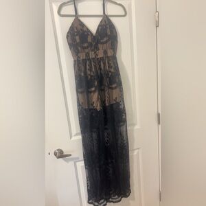 Black and tan romper dress by haute monde